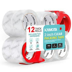 KAMOTA Packing Tape, 12 Rolls Heavy Duty Clear Packaging Tape for Shipping Packaging Moving Sealing, 2 inches Wide, 65 Yards Per Roll, Total 780 Yards with 2 Dispensers
