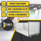 OBEX Polycarbonate Office Desk Mounted Privacy Screen Adjustable Table Top Panel Divider, Universal Aluminum Bracket-USA Made, 24" x 72", Translucent