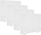 4PCS Acrylic Desk Dividers - 23.6”L x15.8”W White, Office Privacy Partitions with Clamps, Plexiglass Protective Shields for Offices Schools Call Centers