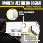 OBEX Polycarbonate Office Desk Mounted Privacy Screen Adjustable Table Top Panel Divider, Universal Aluminum Bracket-USA Made, 18" x 72", White