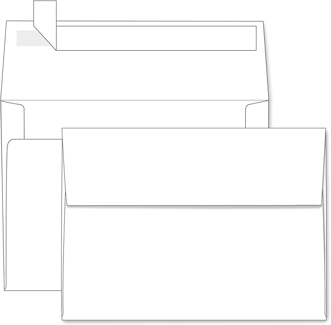 A7 White Self Seal Envelopes 100 Pack, Goefun Printable Envelopes for 5x7 Cards, Invitations, Weddings, Graduation, Photos, Baby Shower| 5.25 x 7.25 inches,120GSM