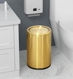 Stainless Steel Gold Trash can with Flipping Lid 2.4gallon Fingerprint-Proof Garbage cans Wastebasket Bin for Kitchen bothroom Living Room (Gold, 2.6 Gallon)