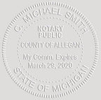 MaxMark Notary Seal Round Pink Embosser for Michigan State - Includes Gold Burst Seal Labels (50 Count)