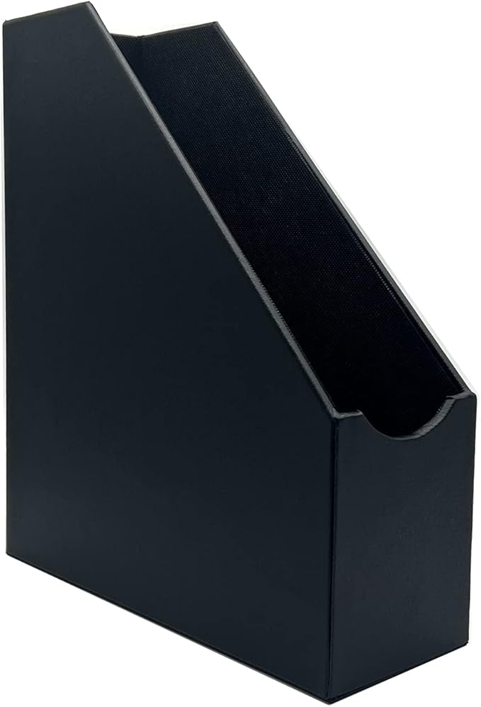 UnionBasic Magazine File Holder - Office Leatherette Desktop Document File Folder Journals Organizer Racks, Black, Set of 4