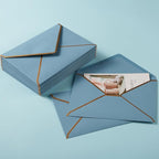 50 Pack A4 Envelopes Dusty-Blue 4x6 Envelopes Self-Adhesive V Flap Envelopes with Gold Border for Office, Wedding Gift Cards, Invitations, Graduation, Baby Shower, Parties (4.25x6.25 inches)