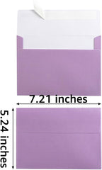 50 Pieces Metallic Shiny Purple Color Self Seal Envelopes for 5x7 Greeting Cards, Invitations, Postcards (Purple, 5x7)