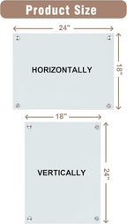 Magnetic Glass Whiteboard，24"x18" Wall Mounted Frameless Dry Erase Board for Office, Home & School White