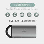 Opro9 8-in-1 USB-C Hub with 3 USB 3.0 Ports, Dual Monitor Laptop Docking Station, 4K HDMI, USB-C Power Delivery, SD/TF Card Reader & Ethernet, Portable for MacBook Pro and Other Type-C Laptops (Gray)