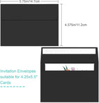 70 Packs A2 Black Envelopes for 4.5x5.5 Cards, Invitations, Photos, RSVP, Greeting Cards - Self-Seal Postcard Envelopes