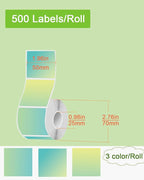 2''×2'' Square Thermal Sticker Labels, Self-Adhesive 2 Inch Direct Thermal Labels, Multi-Purpose Sticker Label for DIY Logo Design,Name Tag,QR Code, 500 PCS/1 Roll, Green