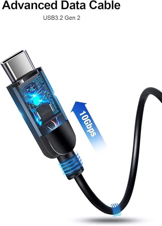 Netac 2TB Portable SSD USB 3.2 Gen 2 (10 Gbps, Type-C) External Solid State Drive Backup Slim Portable Drive for File Storage/Business Travel Essential, Rapid Read & Write Low Noise, Zslim