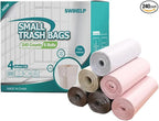 SWIHELP Trash Bags, 4 Gallon / 15 Liters Small Garbage Bags for Office, Kitchen,Bedroom Waste Bin,Colorful Portable Strong Rubbish Bags,Wastebasket Bags 240 Counts
