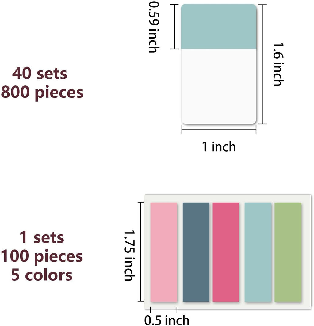 ELII 900 PCS 1 Inch Sticky Index Tabs Book Tabs,Writable and Repositionable File Tabs Flags Colored Page Markers Labels for Reading Notes, 41 Sets