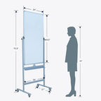 Magnetic Mobile Whiteboard 48x24-in 360° Reversible Two-sided White Board with Wheels, Portable Dry Erase Board Easel with Stand for Office Classroom, Include 6 Dry Erase Markers and 1 Eraser