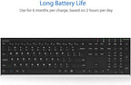 Arteck 2.4G Wireless Keyboard Stainless Steel Ultra Slim Full Size Keyboard with Numeric Keypad for Computer/Desktop/PC/Laptop/Surface/Smart TV and Windows 10/8/ 7 Built in Rechargeable Battery