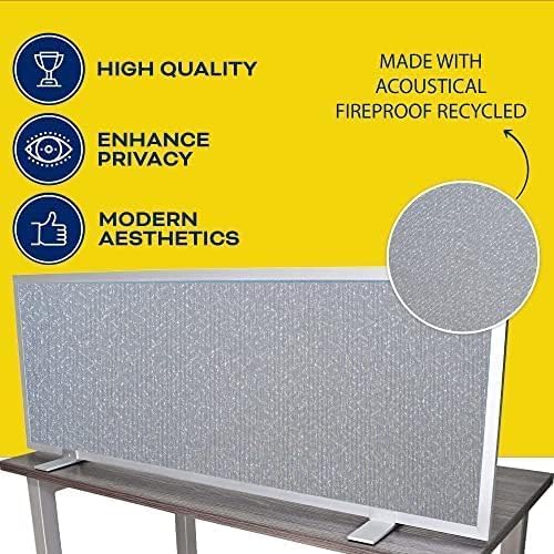 OBEX Acoustical Free Standing Privacy Screen, Cubicle Accessories Desk Privacy Panel, Desk Dividers for Office, Office Furniture Partitions Portable Sound Proof Dividers, 18" x 66", Overcast