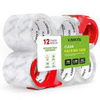 KAMOTA Packing Tape, 12 Rolls Heavy Duty Clear Packaging Tape for Shipping Packaging Moving Sealing, 1.88 inches Wide, 65 Yards Per Roll, Total 780 Yards with 2 Dispensers