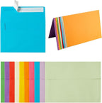 Wishop 50 Pack Self-Adhesive Envelopes with Fold Cards for Wedding Invitations, Greeting Cards, Baby Shower, Letter Mailing (Colorful, 5x7)