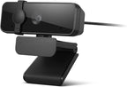 Lenovo HD 1080p Webcam (300 FHD)- Black w/ 95° Wide Angle, 360° Rotation Pan & Tilt, Dual Microphones, Privacy Shutter