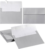 50 Pieces Metallic Color Self Seal Envelopes for Greeting Cards, Invitations, Postcards (Silver, 5x7)
