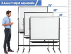 FORTUNO Large Magnetic Mobile Whiteboard 72"x40", Rolling Double Sided Stand Whiteboard on Wheels, Reversible Adjustable Height/Angle Dry Erase Board Easel White Board for Office Classroom, Black