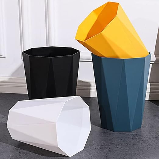 Trash Can Plastic Waste Basket 2.6 Gallon Garbage Can for Bathroom Office Bedroom Kitchen, 2 Pack White