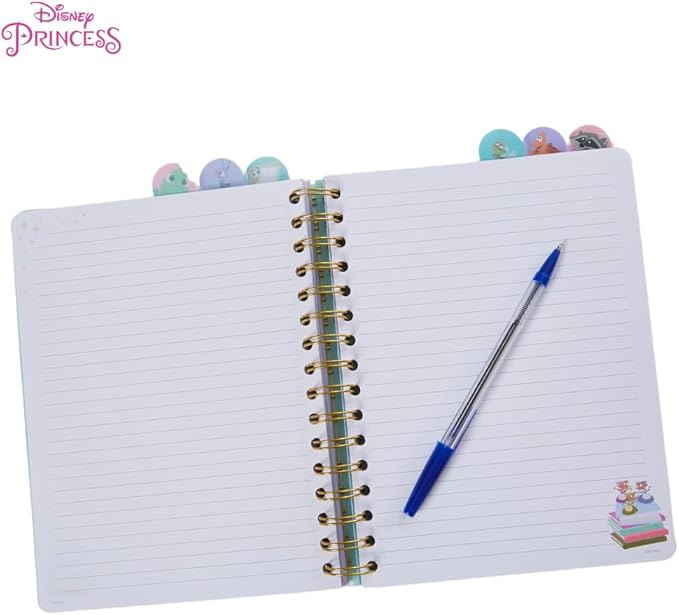 Innovative Designs Disney Princess Journal Notebook, Spiral Bound, 144 Lined Pages, 8 x 7 inches, Light Green, Disney Princess Movie Characters