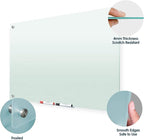 J&J worldwide Glass Whiteboard 47 x 35, Frosted Glass Dry Erase Board Non-Magnetic, Semi-Transparent, Includes Markers, Marker Tray, Eraser for Wall, Office, Home, School