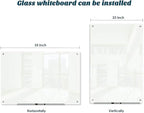 J&J worldwide Glass Dry Erase Board 23 x 35, Whiteboard Magnetic, Large Frameless White Boards for Walls, Includes Magnets, Marker Tray, Eraser for Office, Home, School