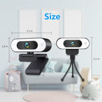 1080P USB Camera for Switch 2/ PC, Ring Light & 3-Level Brightness - Streaming Camera with Built-in Mic, Tripod & Plug&Play for Zoom/Skype/Facetime, PC/Mac/Laptop