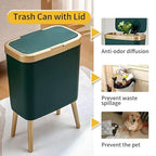 Procade 2Pack Gold Trash Can with Lid, Bathroom Trash Can with Legs, 4 Gallon Office Trash Cans for Near Desk, Slim Garbage Bin Waste Basket for Bedroom, Kitchen,Living Room&Toilet(Green+Green)