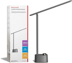 Honeywell Upgraded LED Desk Lamp - H01 Pro Sunturalux™ Foldable Desk Light with USB A+C Charging Port, 3 Color Modes Dimmable Table Lamp for Home Office Reading(Grey)