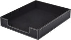 Leather Letter Tray, Office Supplies Desk Organizer for Mail Paper Files Magazines Jewelry Cosmetics,Luxury Letter Holder&Multipurpos Stackable Office Desktop Storage Box,Black