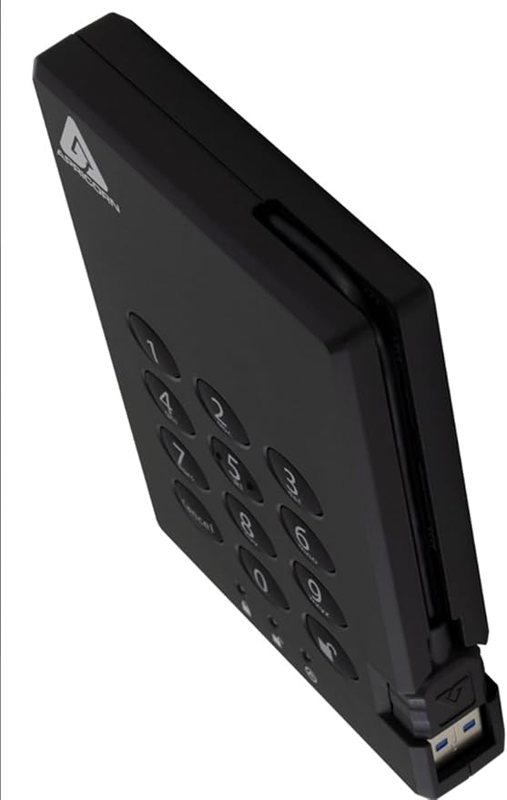 Apricorn 2TB Aegis Padlock USB 3.0 256-Bit AES XTS Hardware Encrypted Portable External Hard Drive (A25-3PL256-2000)