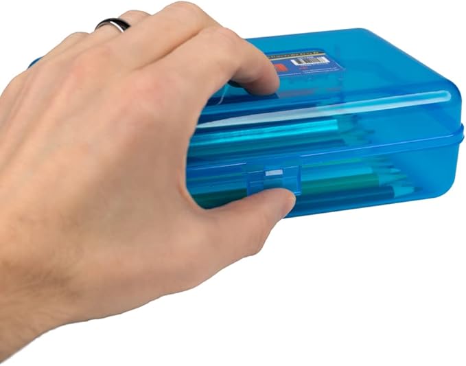 Craft County | Transparent Pencil Box | Colored Utility Box Storage Office Supplies Organizer | Yellow