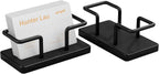 NIUBEE Acrylic Business Card Holder: Metal Business Card Display Stand for Desk - Frosted Gift Card Organizer for Office, Reception, Desktop (Black) - 2pack
