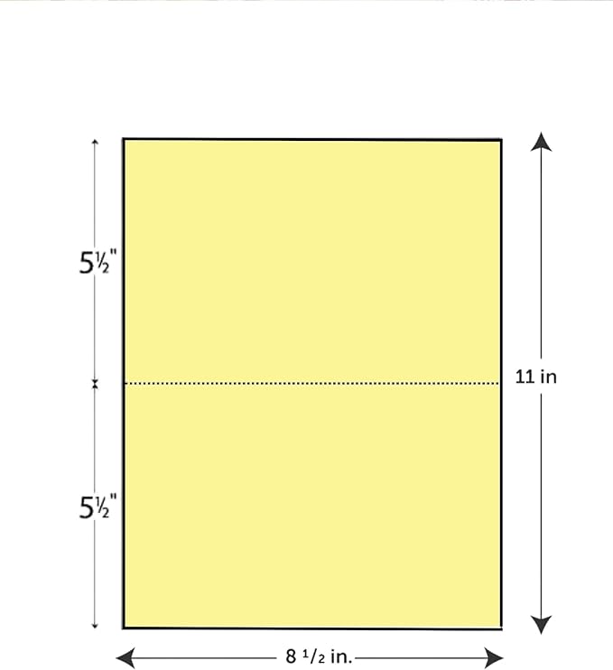 Limited Papers (TM) 8.5x11 Perforated Paper, 20/50 Pound, 75 GSM, Variety of Perforation Sizes and Colors, for Forms, Tickets, Postcards, Business Cards. (White, 2 up - horizontal 5.5”)