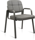 CLATINA Waiting Room Guest Chair with Bonded Leather Padded Arm Rest for Office Reception and Conference Desk (Grey 1 Pack)