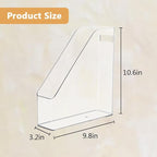 2 Pack Clear Acrylic Magazine File Holder Plastic Desk Organizer with Handle, Acrylic Vertical File Folder Bin Storage File Folders Magazine Rack Document Storage Organizer for Home Office