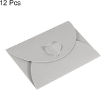 PATIKIL Gift Card Envelopes, 12 Pack Heart Shaped Clasp Small Gift Cards Holder Mini Envelope for Birthdays Weddings, Silver