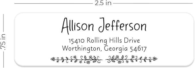 Black and White Botanical Rolled Address Labels / 500 Personalized Return Address Labels/Designer Address Stickers in Elegant Plastic Dispenser