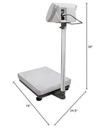 U.S. Solid Bench Scale 240 lb x 0.02 lb Stainless Steel Postal Package Shipping Scale Digital Bench Platform Balance with 16 inch x 20 inch Platform, Lb Kg