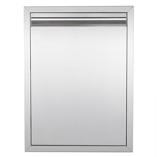 Pull-Out Double Trash Drawer Stainless Steel Outdoor Kitchen Trash Drawer Storage for Two 10 Gallon Commercial Wastebaskets…