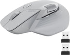 Rapoo MT760Mini Bluetooth Wireless Mouse - Bluetooth 5.0 and 2.4GHz Multi-Mode Connection, Support 4 Devices, M+ Cross Computer Technology, 11 Programmable Buttons,Light Grey