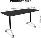 Conference Room Table with Flip-Top Design for Dynamic Meetings, Business Table Computer Desk with Heavy-Duty Frame,Foldable Seminar Meeting Tables for Home Office (4, F, 55.1IN)