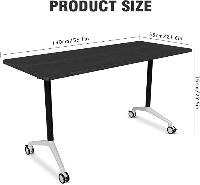 Conference Room Table with Flip-Top Design for Dynamic Meetings, Business Table Computer Desk with Heavy-Duty Frame,Foldable Seminar Meeting Tables for Home Office (4, F, 55.1IN)
