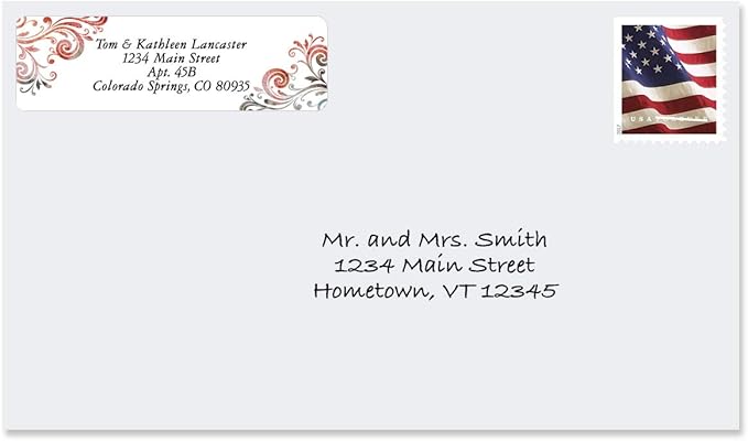 Colorful Images Colorful Gray Swirls Rolled Personalized Return Address Mailing Labels with Dispenser, Customize with Name & Shipping Address, 250 ¾” x 2½” Self Adhesive, Easy Peel Label Roll