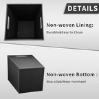 Pu Leather Trash Can for Bedroom, 16L/4.2 Gallon Office Wastebasket with Handles for Near Desk, Black Bathroom Garbage Cans for Home Decorative, Square Waste Basket Bin for Dorm Easy to Clean