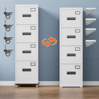 METAN 4 Drawer Vertical File Cabinet on Wheels, Lockable Office Files Storage Cabinet with Handle and Name Card,Mobile Storage Cabinet for Office and Home,Assembly Required,White