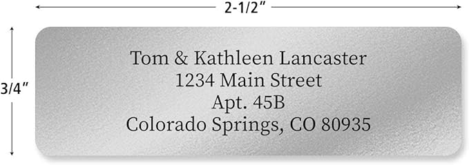 Colorful Images Silver Metallic Foil Rolled Return Address Mailing Labels with Dispenser, Customize with Name & Shipping Address, 500 Self Adhesive, Easy Peel Sticker Label Roll, 3/4" x 2 1/2"